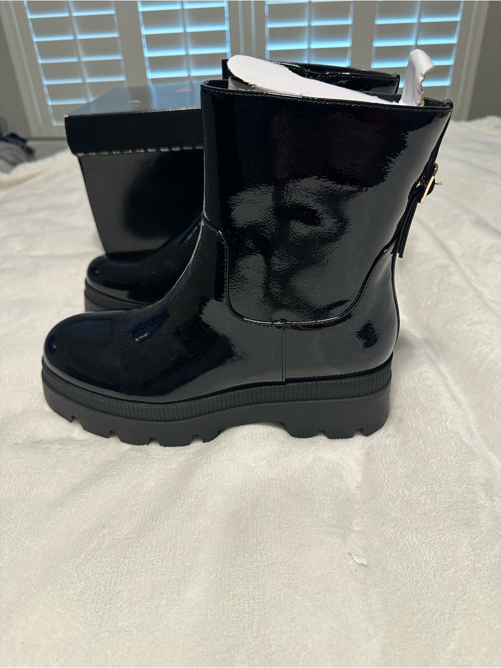 Jessica Simpson Black Patent Platform Ankle Boots